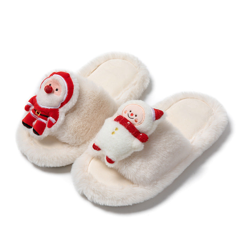 Santa Holiday Open Toe Cozy Slippers