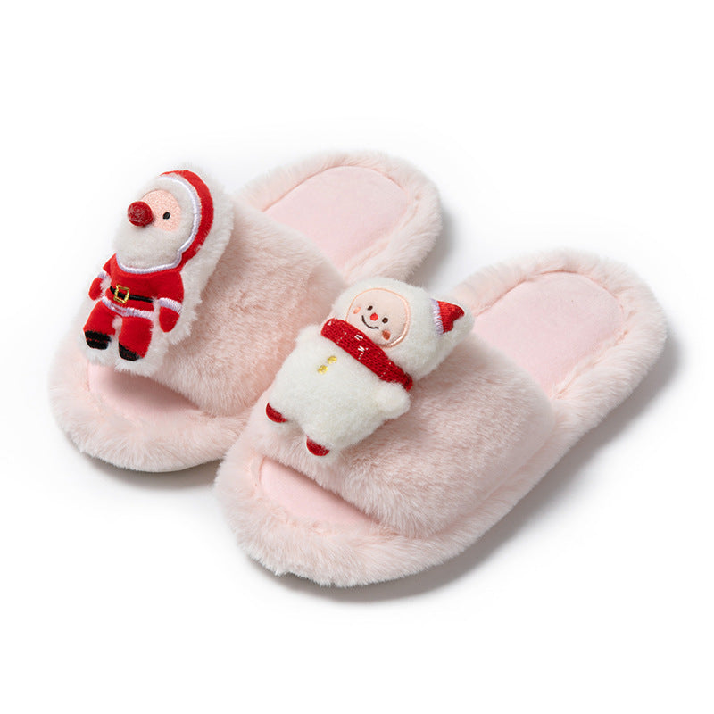 Santa Holiday Open Toe Cozy Slippers