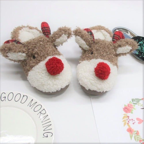 Soft Cozy Reindeer Slippers