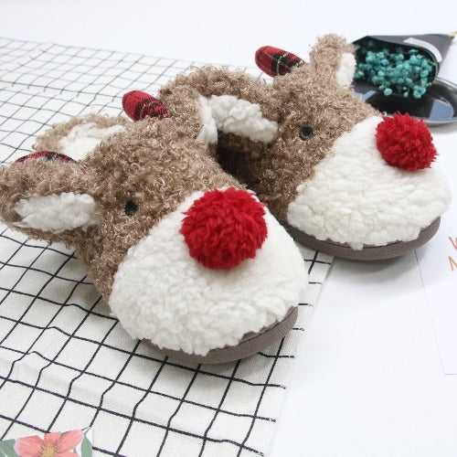 Soft Cozy Reindeer Slippers